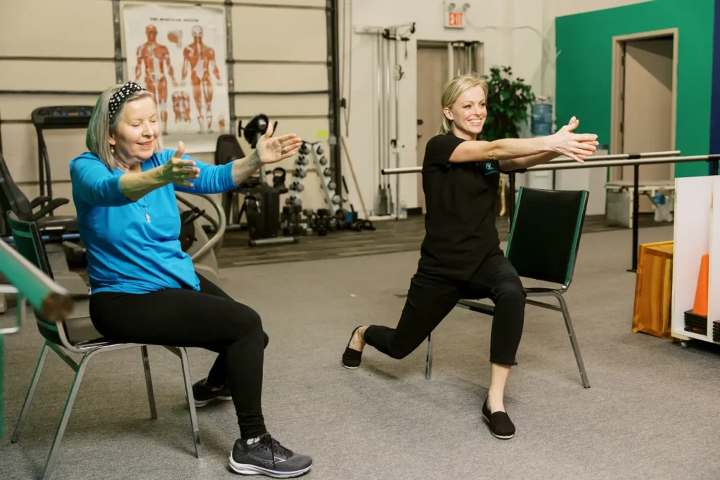 Person performing bicep curls with light weights, illustrating strength training for Parkinson’s.